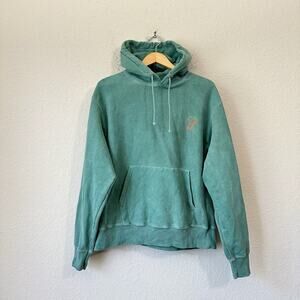 CHAMPION x PEANUTS Hoodie Teal Green Fleece Pullover Cotton Blend Skater